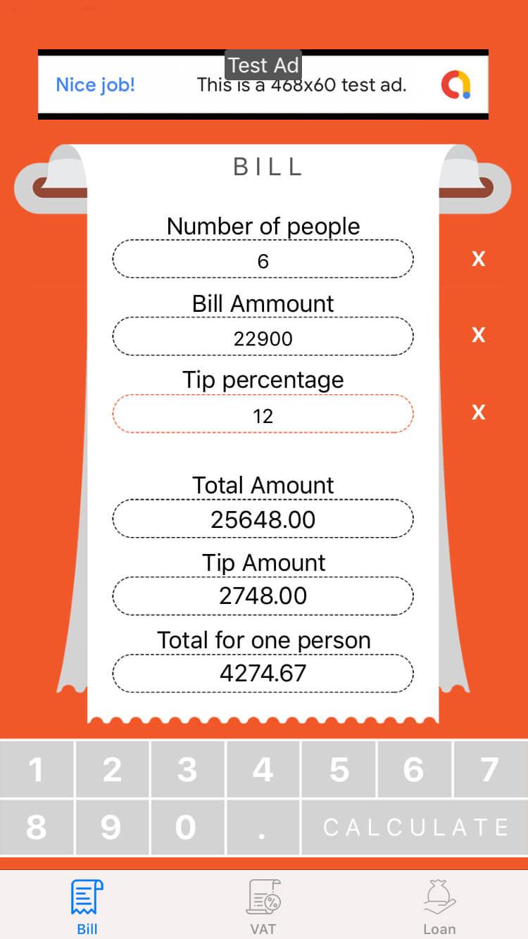 Loan, Vat and Bill Calculator for iPhone with AdMob Banner - featured image