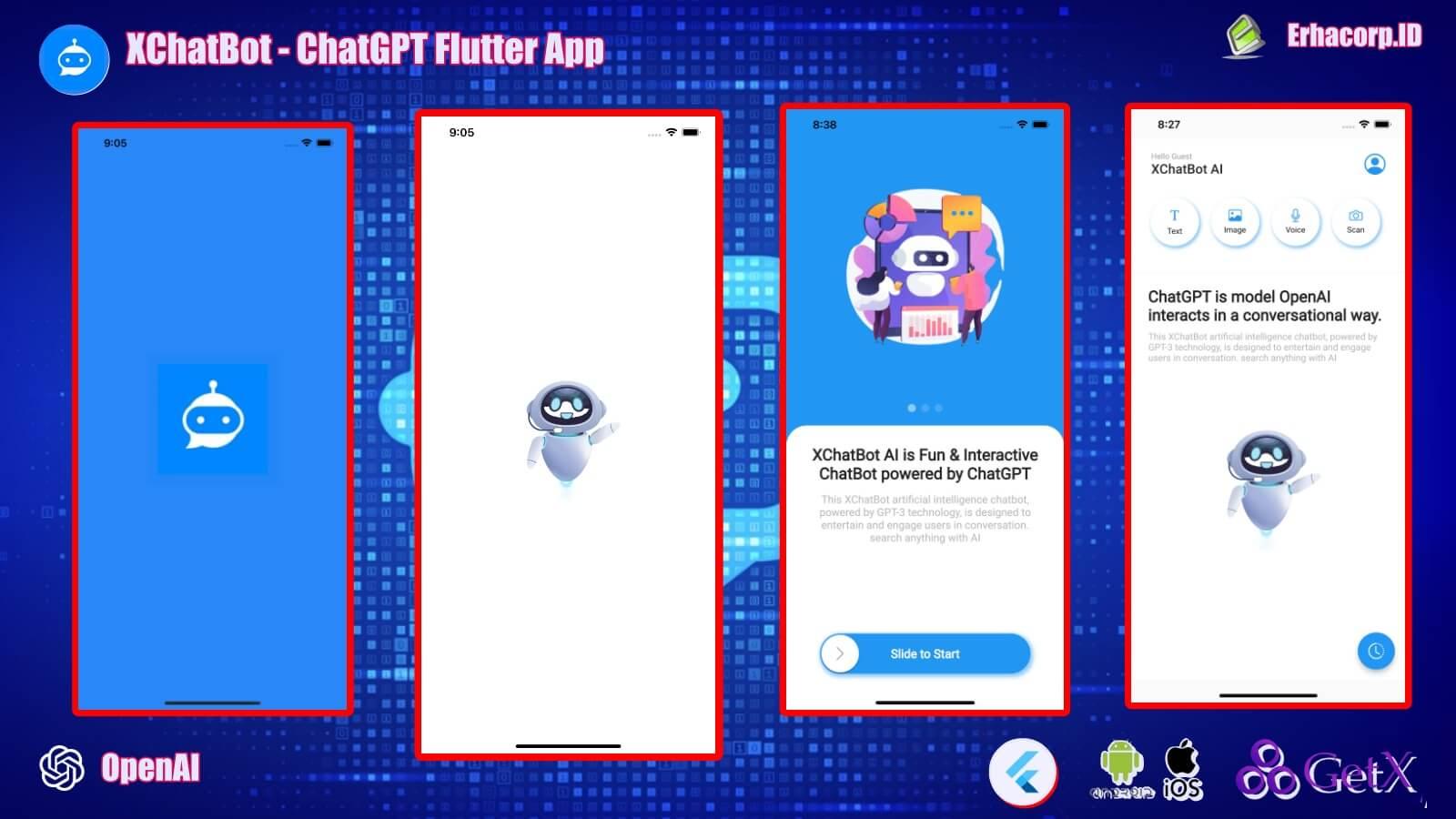 XChatBot ChatGPT GPT-4 OpenAI Full Flutter App | MultiPayments | Admin Panel | Admob | GetX - featured image