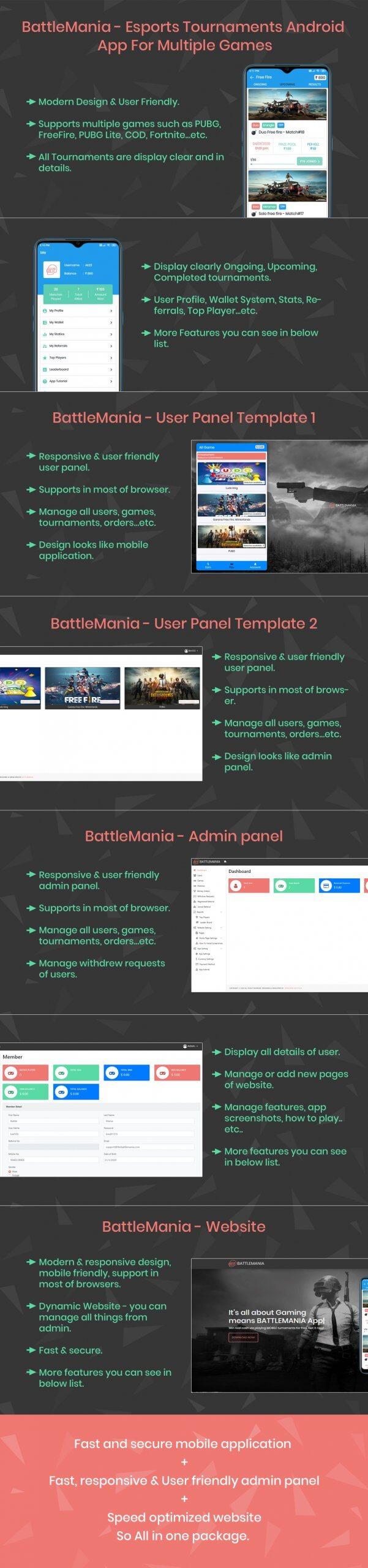 BattleMania With Web version – Tournament App with Website & Admin Panel for PUBG / Free Fire / COD / PUBG Lite - featured image